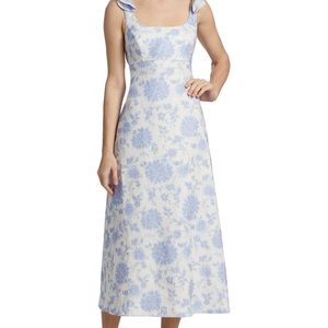 Zimmermann Postcard Tie Shoulder Midi-Dress size Au 2/size 6-8